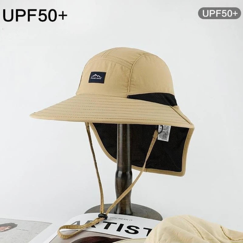 Wide Brim Sun Hat with Neck Flap Outdoor Bucket Hat UV Protection Cap for Men Women Summer Fishing Hiking Camping